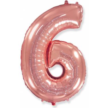 Шар цифра розовое золото 6