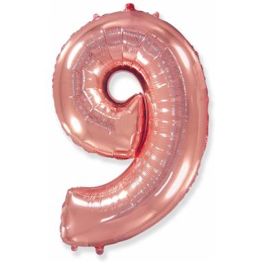 Шар цифра розовое золото 9