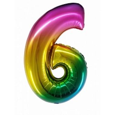 Шар цифра радужная 6