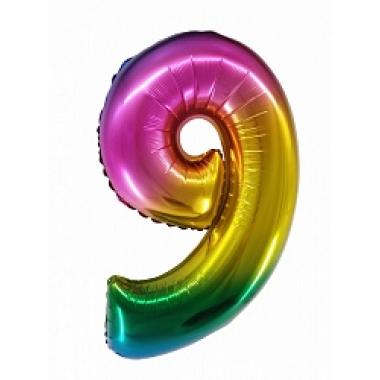 Шар цифра радужная 9