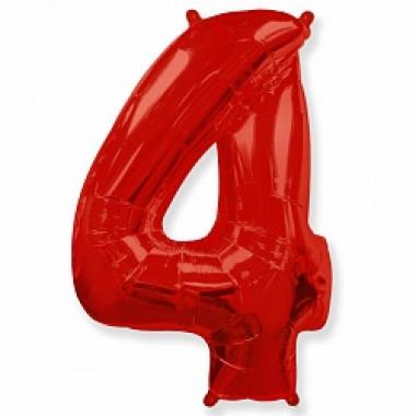 Шар цифра красная 4