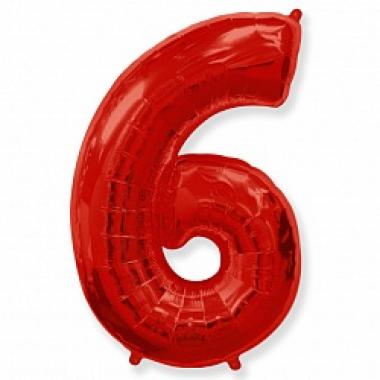 Шар цифра красная 6