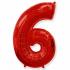 Шар цифра красная 6