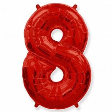 Шар цифра красная 8