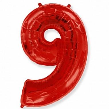 Шар цифра красная 9