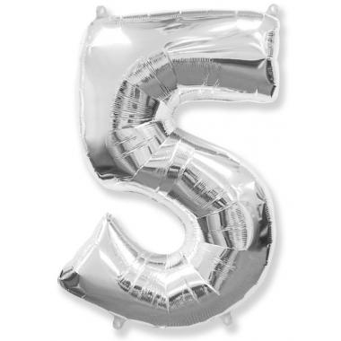 Цифра шар серебро 5