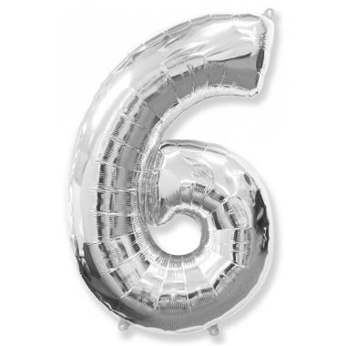 Цифра шар серебро 6