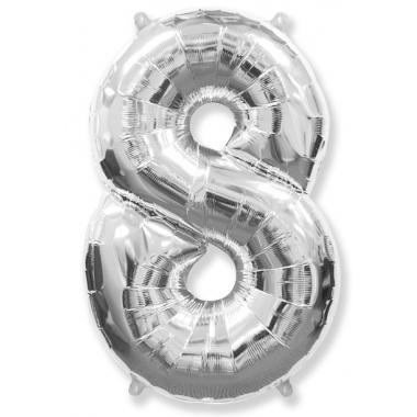 Цифра шар серебро 8